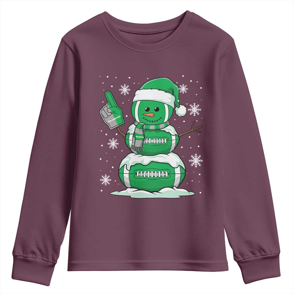 EF Christmas Snowman Youth Sweatshirt Funny Philly Fan Vintage Football Lovers TS10 Maroon Print Your Wear