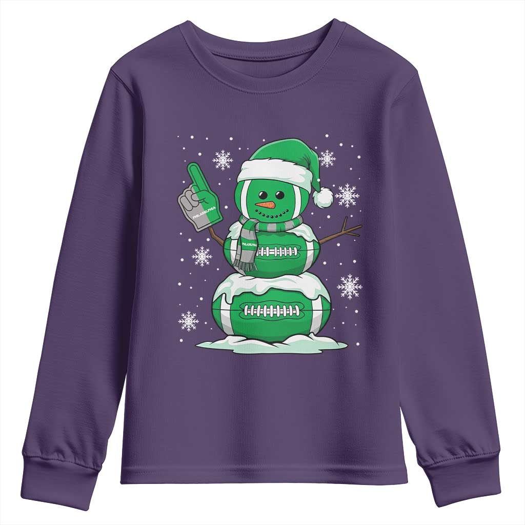 EF Christmas Snowman Youth Sweatshirt Funny Philly Fan Vintage Football Lovers TS10 Purple Print Your Wear