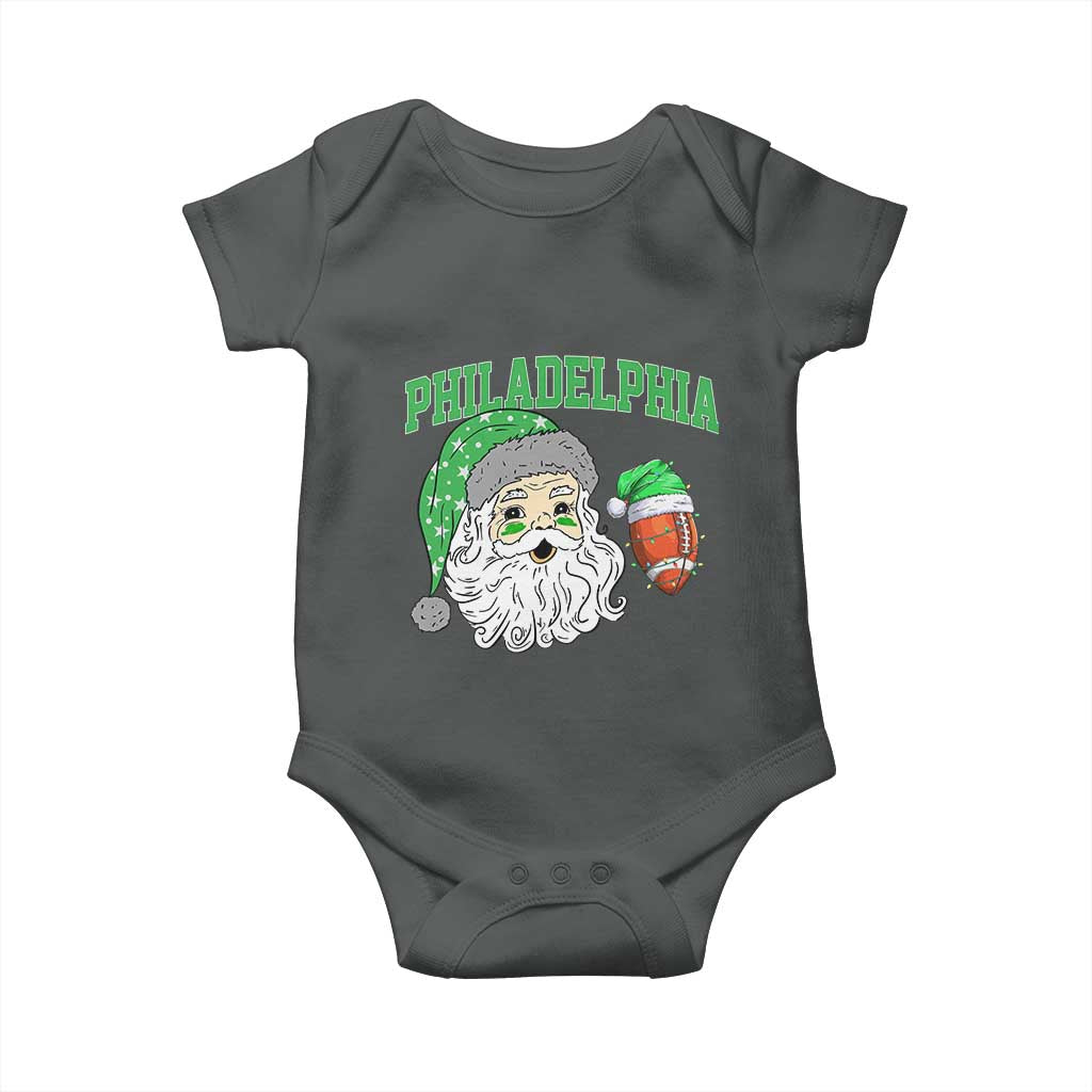 Christmas Santa Philly Lover Baby Onesie Funny EF Vintage Football Lovers TS10 Dark Heather Print Your Wear