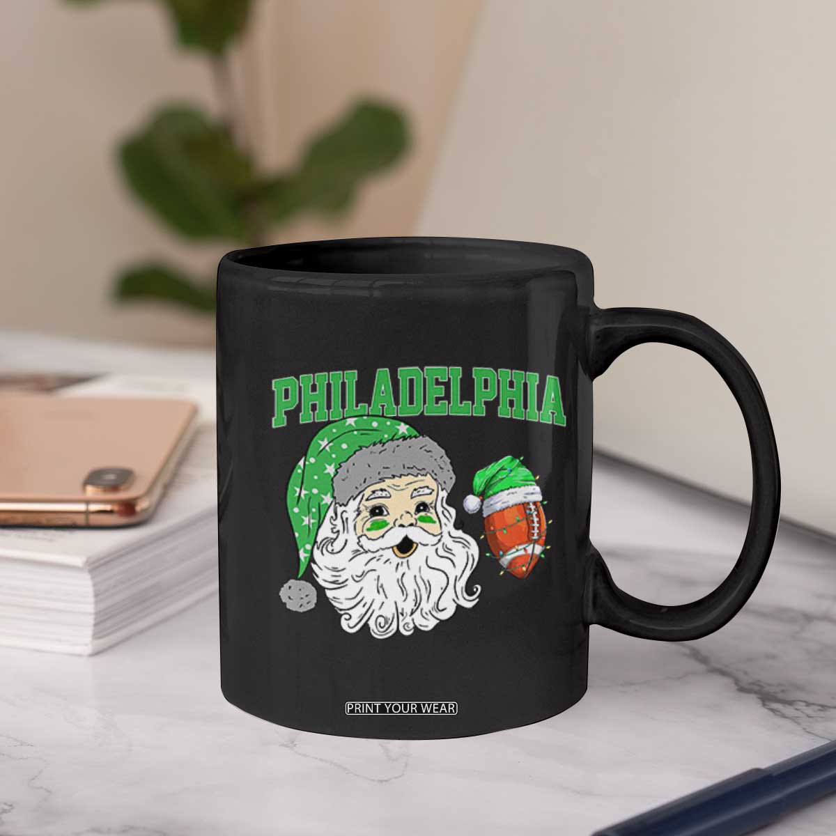 Christmas Santa Philly Lover Coffee Mug Funny EF Vintage Football Lovers TS10 Print Your Wear
