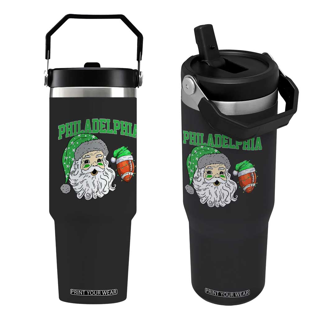 Christmas Santa Philly Lover Flip Straw Tumbler Funny EF Vintage Football Lovers TS10 One Size: 30 oz Black Print Your Wear