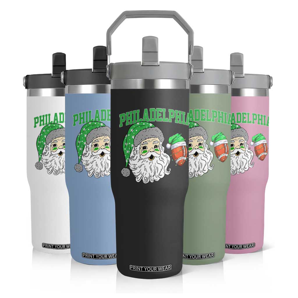 Christmas Santa Philly Lover Flip Straw Tumbler Funny EF Vintage Football Lovers TS10 Print Your Wear