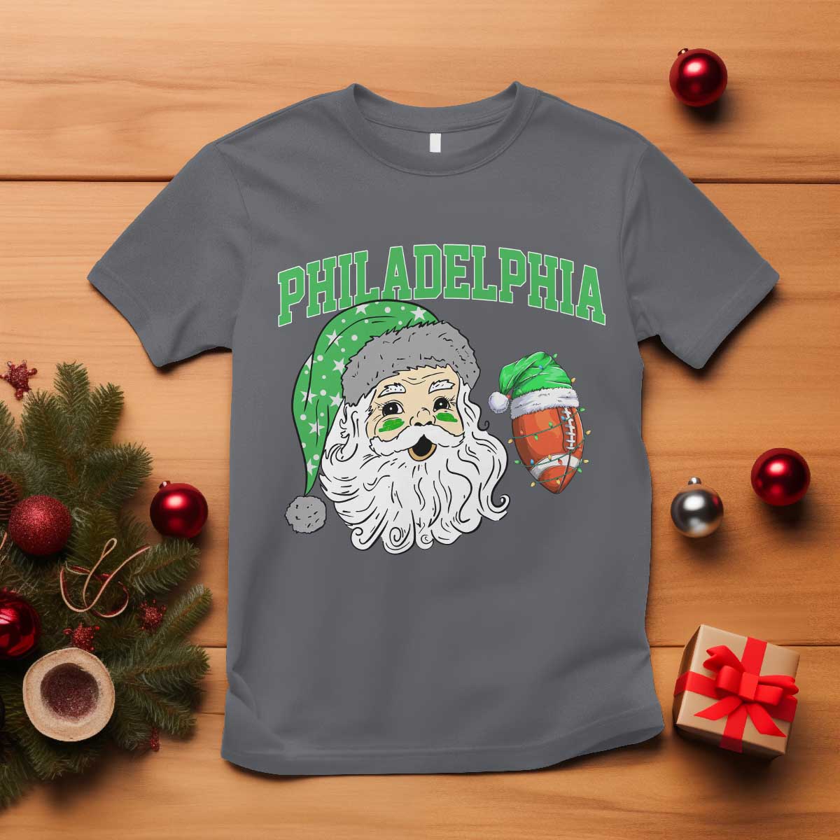 Christmas Santa Philly Lover T Shirt Funny EF Vintage Football Lovers TS10 Charcoal Print Your Wear