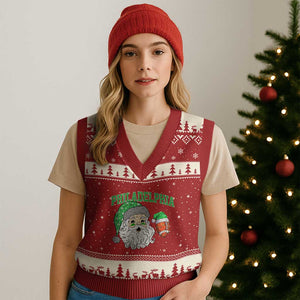 Christmas Santa Philly Lover V-Neck Knit Sweater Vest Funny EF Vintage Football Lovers TS10 Red Beige Print Your Wear