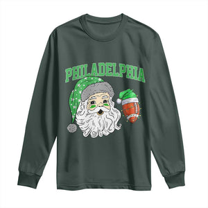 Christmas Santa Philly Lover Long Sleeve Shirt Funny EF Vintage Football Lovers TS10 Dark Forest Green Print Your Wear