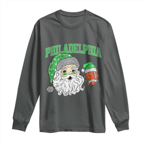 Christmas Santa Philly Lover Long Sleeve Shirt Funny EF Vintage Football Lovers TS10 Dark Heather Print Your Wear