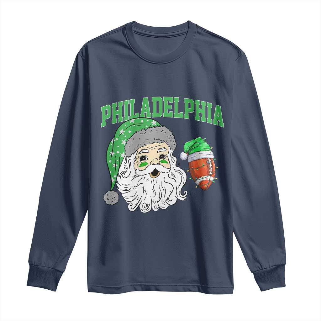 Christmas Santa Philly Lover Long Sleeve Shirt Funny EF Vintage Football Lovers TS10 Navy Print Your Wear