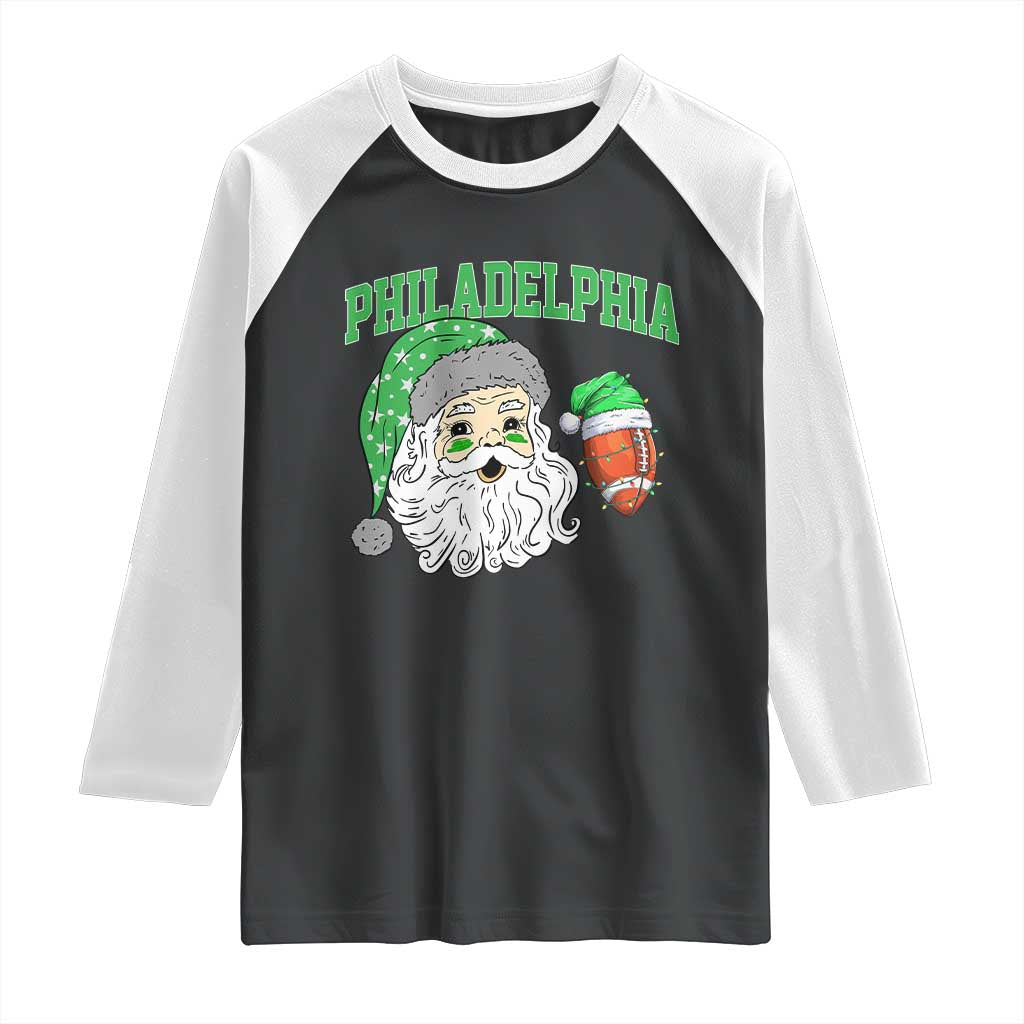 Christmas Santa Philly Lover Raglan Shirt Funny EF Vintage Football Lovers TS10 Black White Print Your Wear