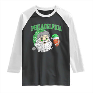 Christmas Santa Philly Lover Raglan Shirt Funny EF Vintage Football Lovers TS10 Black White Print Your Wear