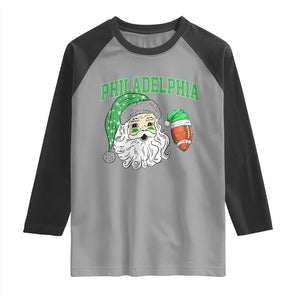 Christmas Santa Philly Lover Raglan Shirt Funny EF Vintage Football Lovers TS10 Sport Gray Black Print Your Wear
