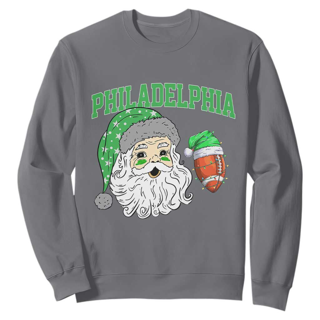 Philadelphia Santa Sweatshirt Funny Philly Fan Christmas Vintage Football Lovers TS10 Charcoal Print Your Wear