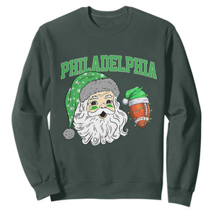 Philadelphia Santa Sweatshirt Funny Philly Fan Christmas Vintage Football Lovers TS10 Dark Forest Green Print Your Wear
