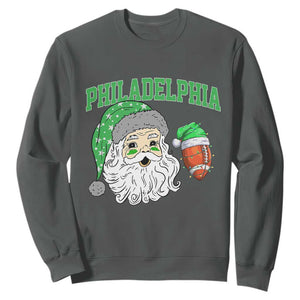 Philadelphia Santa Sweatshirt Funny Philly Fan Christmas Vintage Football Lovers TS10 Dark Heather Print Your Wear