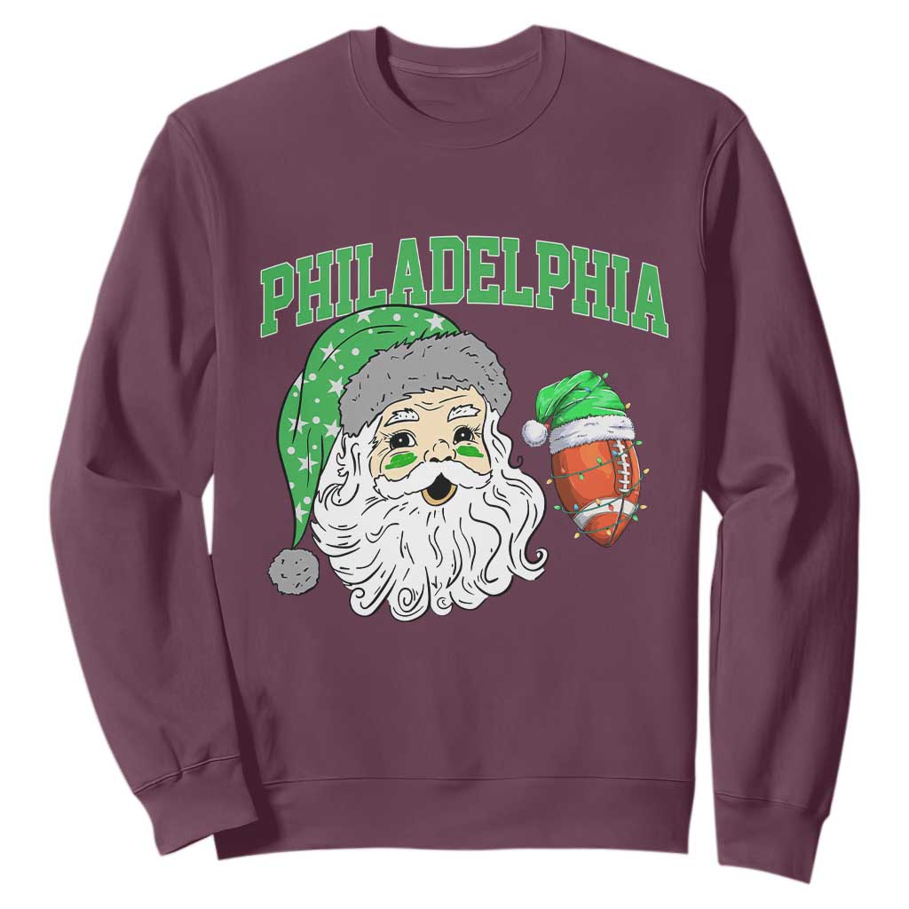 Philadelphia Santa Sweatshirt Funny Philly Fan Christmas Vintage Football Lovers TS10 Maroon Print Your Wear