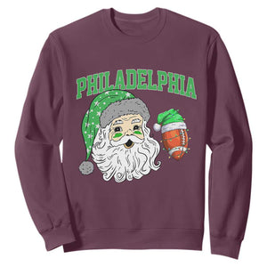 Philadelphia Santa Sweatshirt Funny Philly Fan Christmas Vintage Football Lovers TS10 Maroon Print Your Wear
