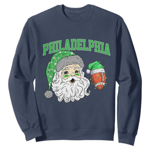 Philadelphia Santa Sweatshirt Funny Philly Fan Christmas Vintage Football Lovers TS10 Navy Print Your Wear