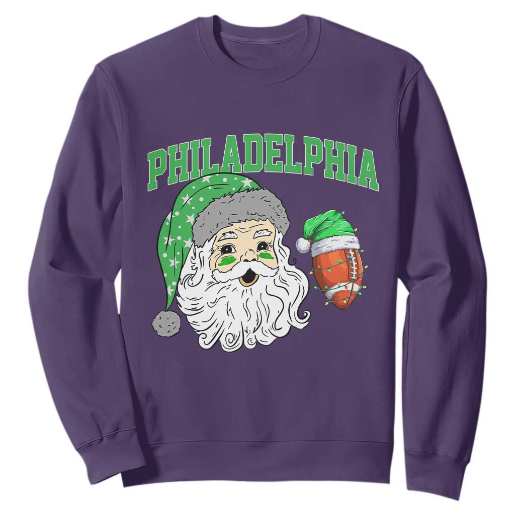 Philadelphia Santa Sweatshirt Funny Philly Fan Christmas Vintage Football Lovers TS10 Purple Print Your Wear