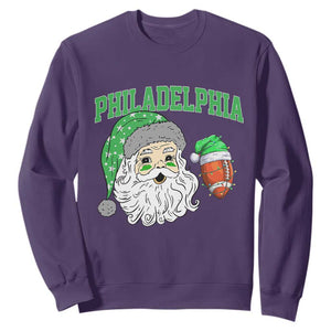 Philadelphia Santa Sweatshirt Funny Philly Fan Christmas Vintage Football Lovers TS10 Purple Print Your Wear