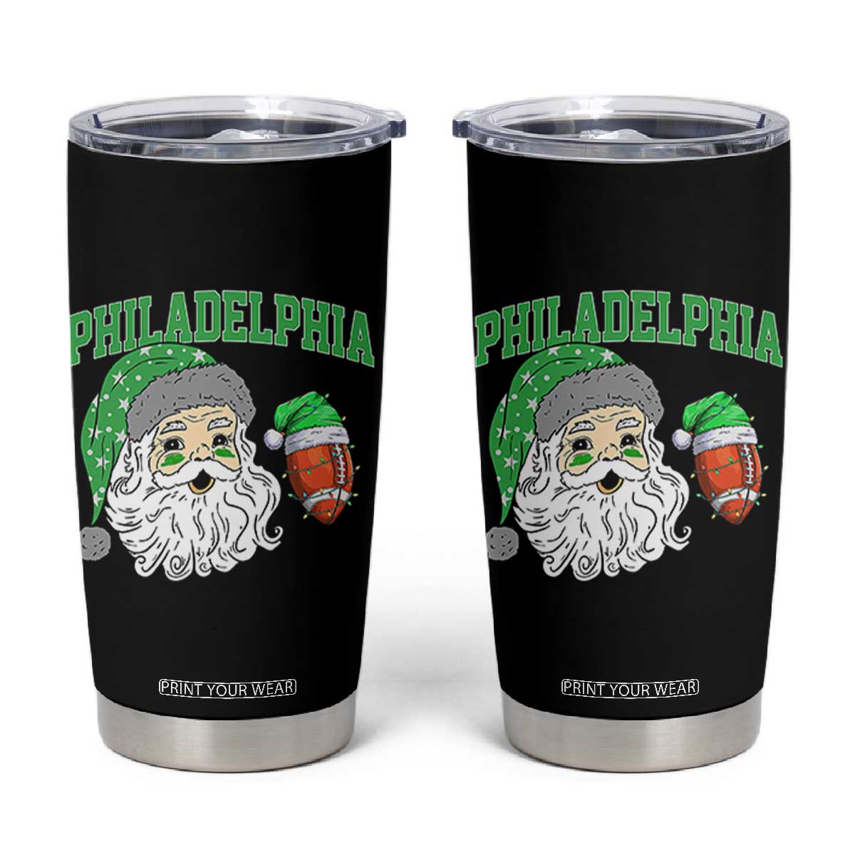 Philadelphia Santa Tumbler Cup Funny Philly Fan Christmas Vintage Football Lovers TS10 Black Print Your Wear