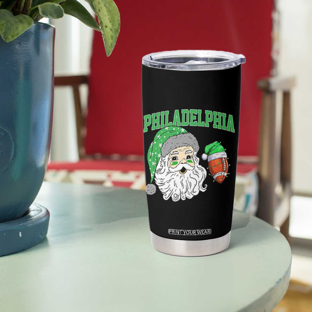 Philadelphia Santa Tumbler Cup Funny Philly Fan Christmas Vintage Football Lovers TS10 Print Your Wear