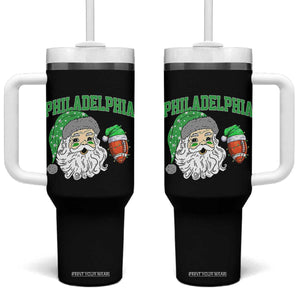 Christmas Santa Philly Lover Tumbler With Handle Funny EF Vintage Football Lovers TS10 One Size: 40 oz Black Print Your Wear