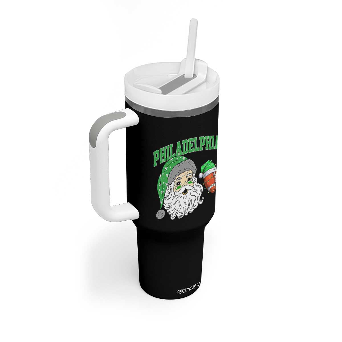 Christmas Santa Philly Lover Tumbler With Handle Funny EF Vintage Football Lovers TS10 Print Your Wear