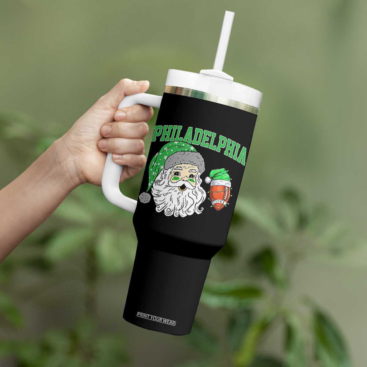 Christmas Santa Philly Lover Tumbler With Handle Funny EF Vintage Football Lovers TS10 Print Your Wear