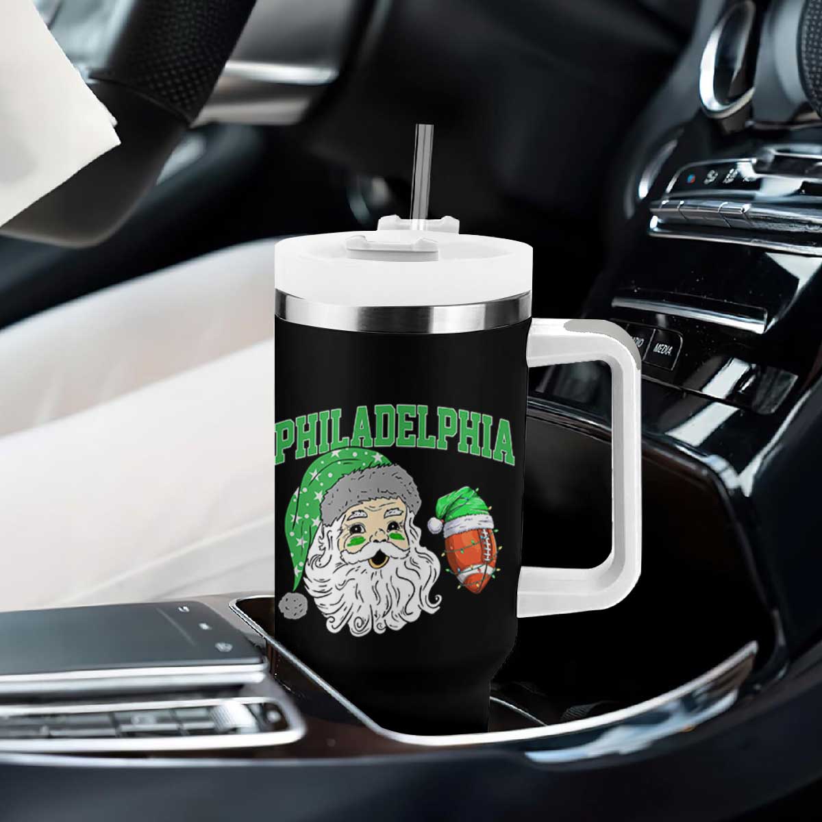 Christmas Santa Philly Lover Tumbler With Handle Funny EF Vintage Football Lovers TS10 Print Your Wear