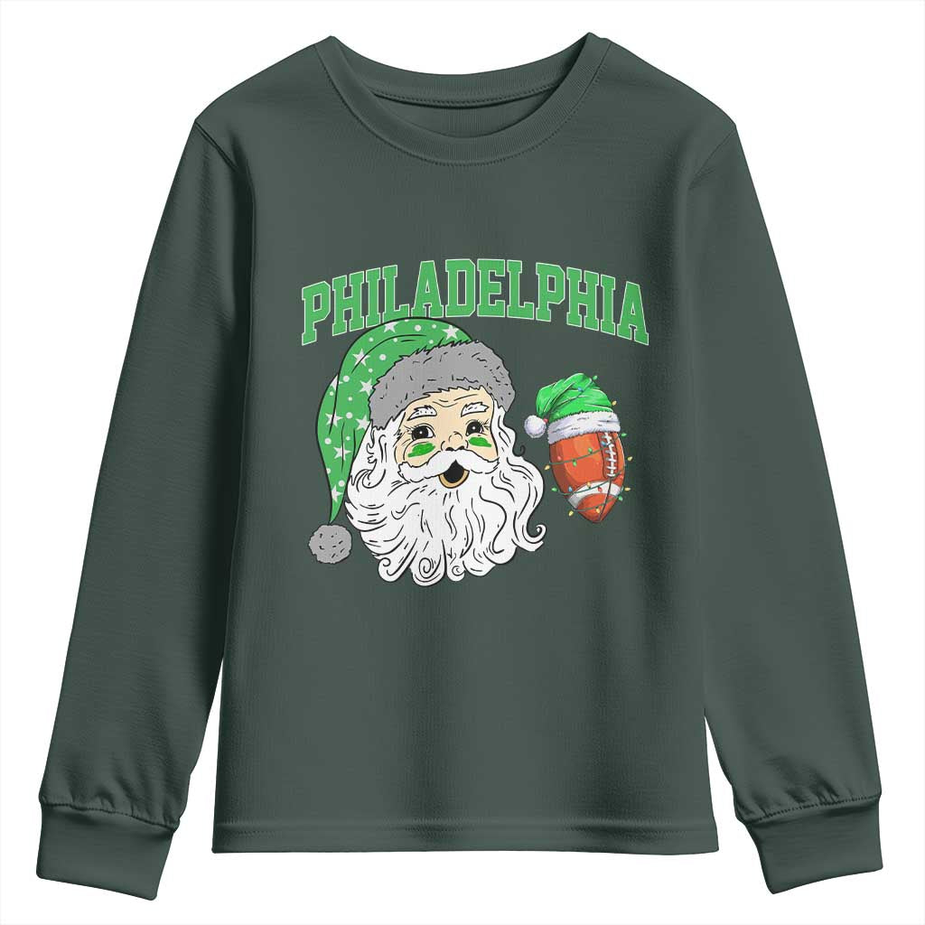 Christmas Santa Philly Lover Youth Sweatshirt Funny EF Vintage Football Lovers TS10 Dark Forest Green Print Your Wear