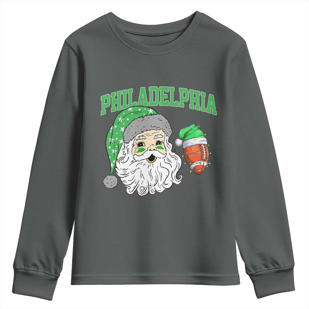 Christmas Santa Philly Lover Youth Sweatshirt Funny EF Vintage Football Lovers TS10 Dark Heather Print Your Wear