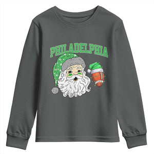 Christmas Santa Philly Lover Youth Sweatshirt Funny EF Vintage Football Lovers TS10 Dark Heather Print Your Wear