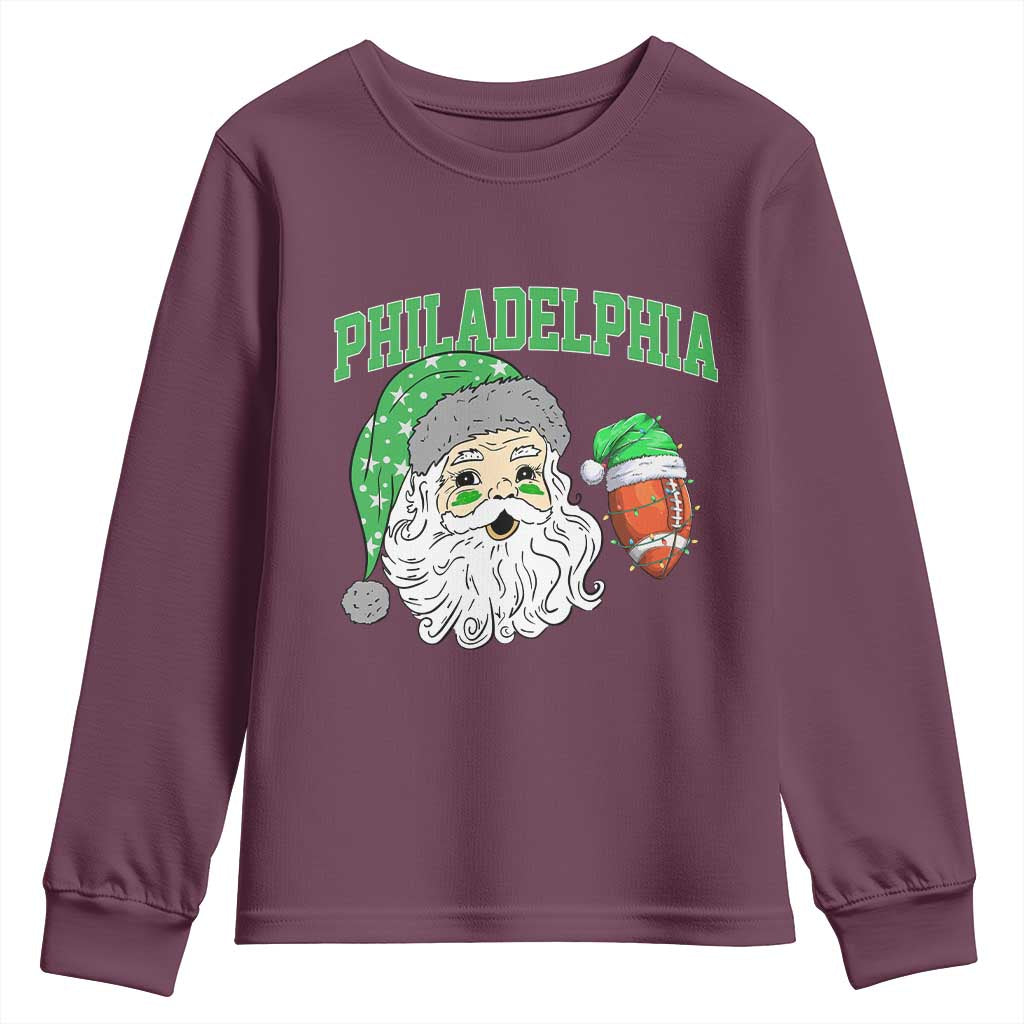 Christmas Santa Philly Lover Youth Sweatshirt Funny EF Vintage Football Lovers TS10 Maroon Print Your Wear