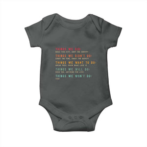Retro Vintage Things We Did Didnt Want Will Wont Do Baby Onesie TS10 Dark Heather Print Your Wear
