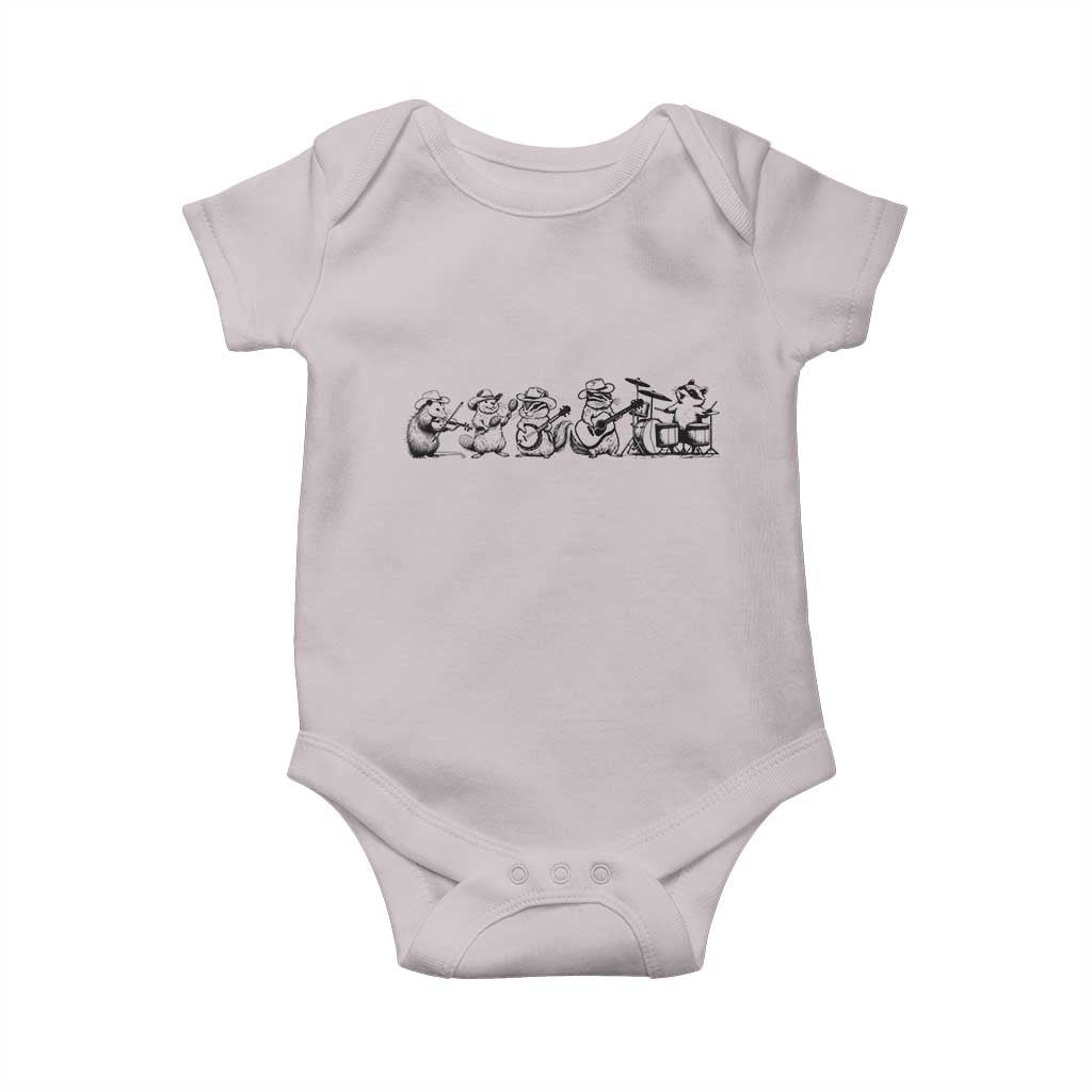 Animal Band Baby Onesie Funny Forest Animals Playing Instruments Vintage Music Lovers TS10 Ice Gray Print Your Wear