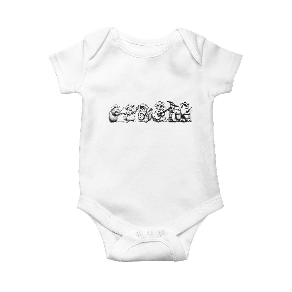Animal Band Baby Onesie Funny Forest Animals Playing Instruments Vintage Music Lovers TS10 White Print Your Wear