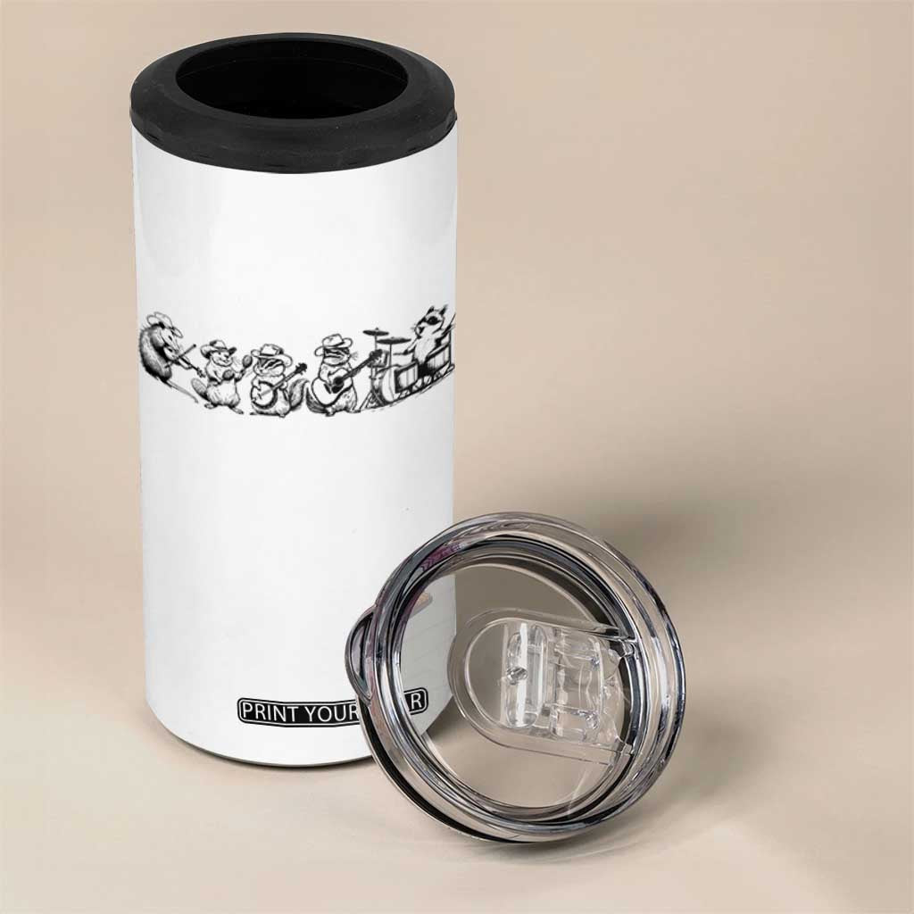 Animal Band 4 in 1 Can Cooler Tumbler Funny Forest Animals Playing Instruments Vintage Music Lovers TS10 Print Your Wear