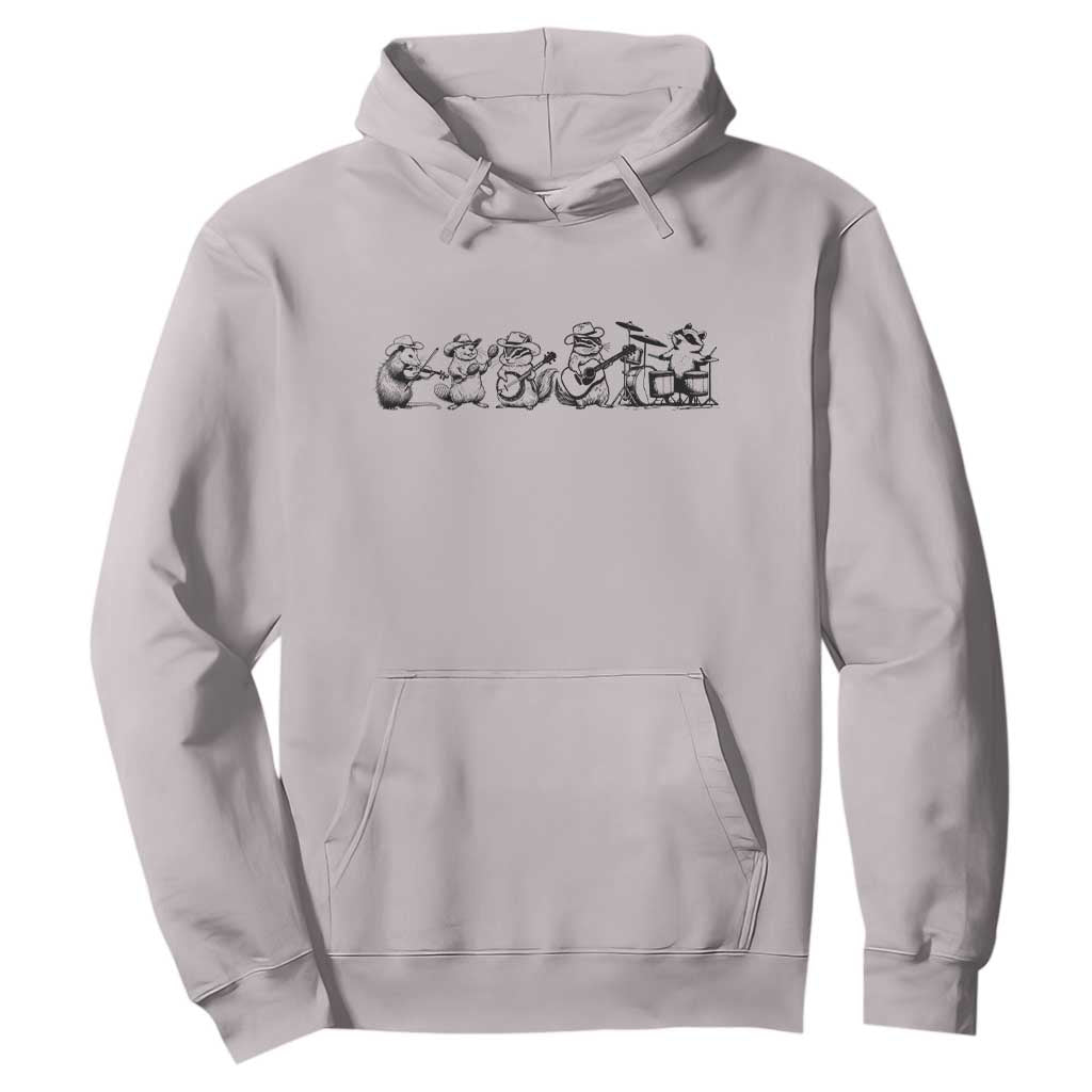 Animal Band Hoodie Funny Forest Animals Playing Instruments Vintage Music Lovers TS10 Ice Gray Print Your Wear