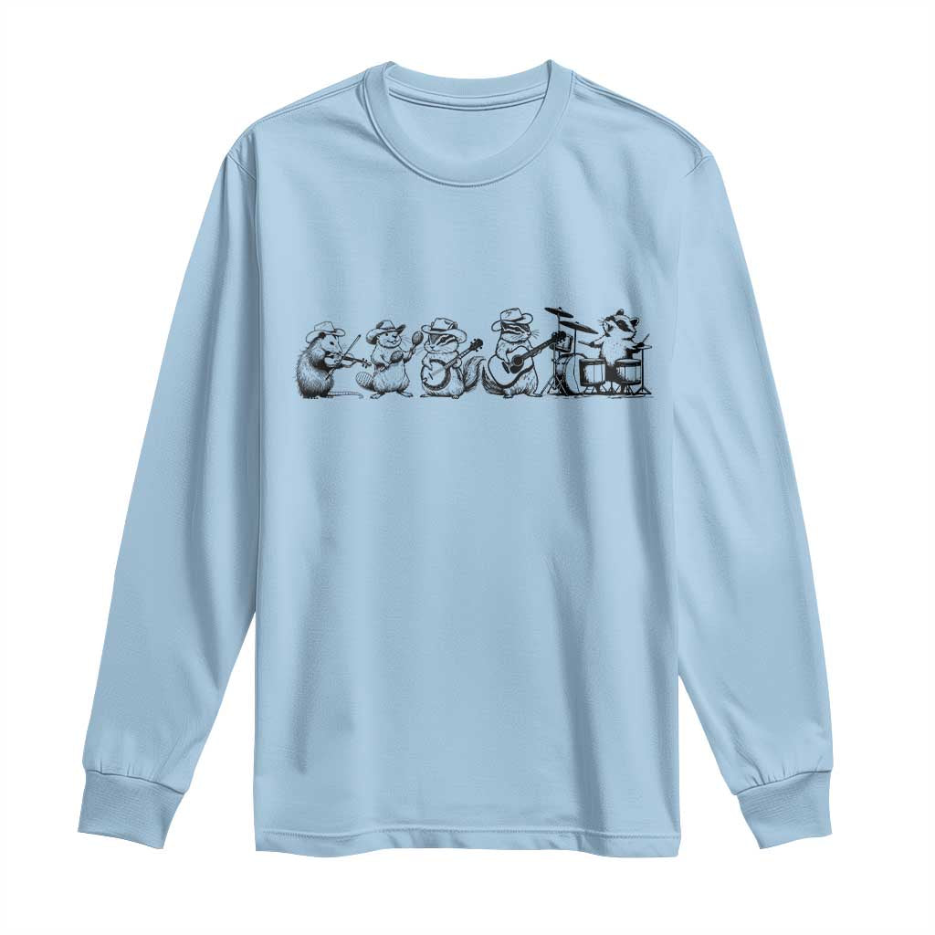 Animal Band Long Sleeve Shirt Funny Forest Animals Playing Instruments Vintage Music Lovers TS10 Light Blue Print Your Wear