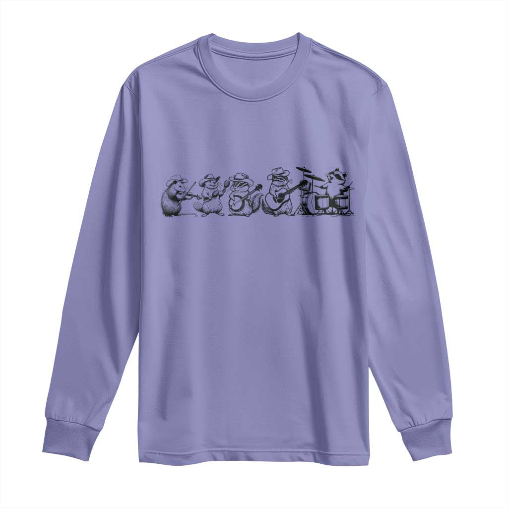 Animal Band Long Sleeve Shirt Funny Forest Animals Playing Instruments Vintage Music Lovers TS10 Violet Print Your Wear