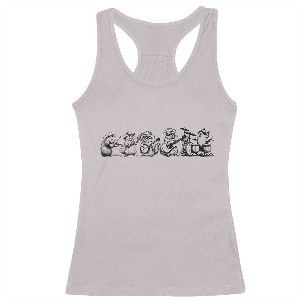 Animal Band Racerback Tank Top Funny Forest Animals Playing Instruments Vintage Music Lovers TS10 Ice Gray Print Your Wear
