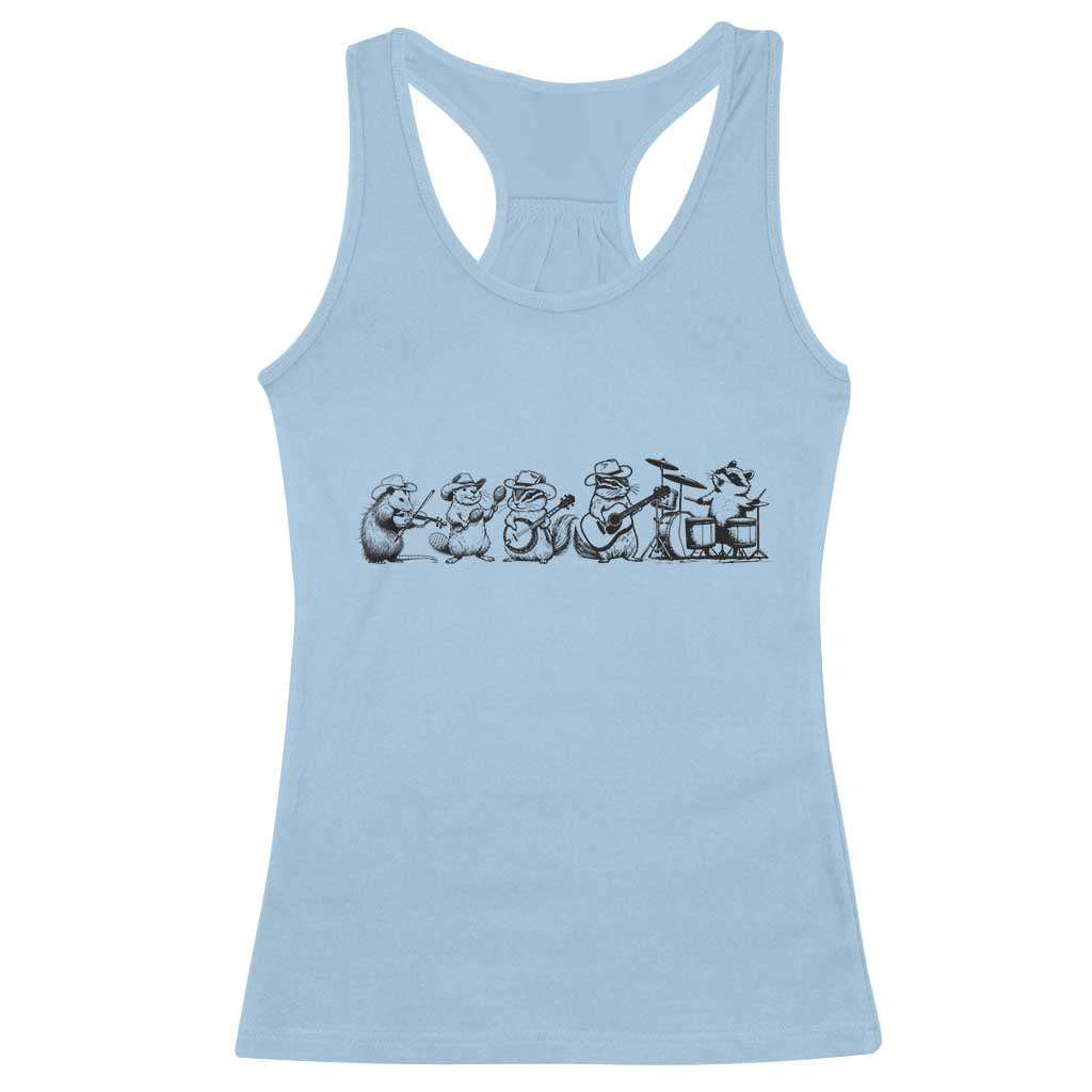 Animal Band Racerback Tank Top Funny Forest Animals Playing Instruments Vintage Music Lovers TS10 Light Blue Print Your Wear