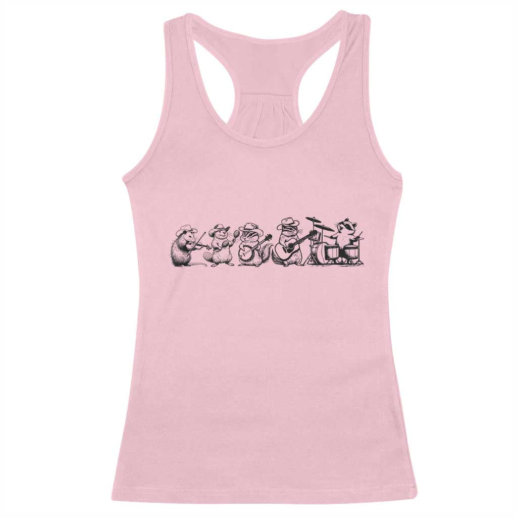 Animal Band Racerback Tank Top Funny Forest Animals Playing Instruments Vintage Music Lovers TS10 Light Pink Print Your Wear