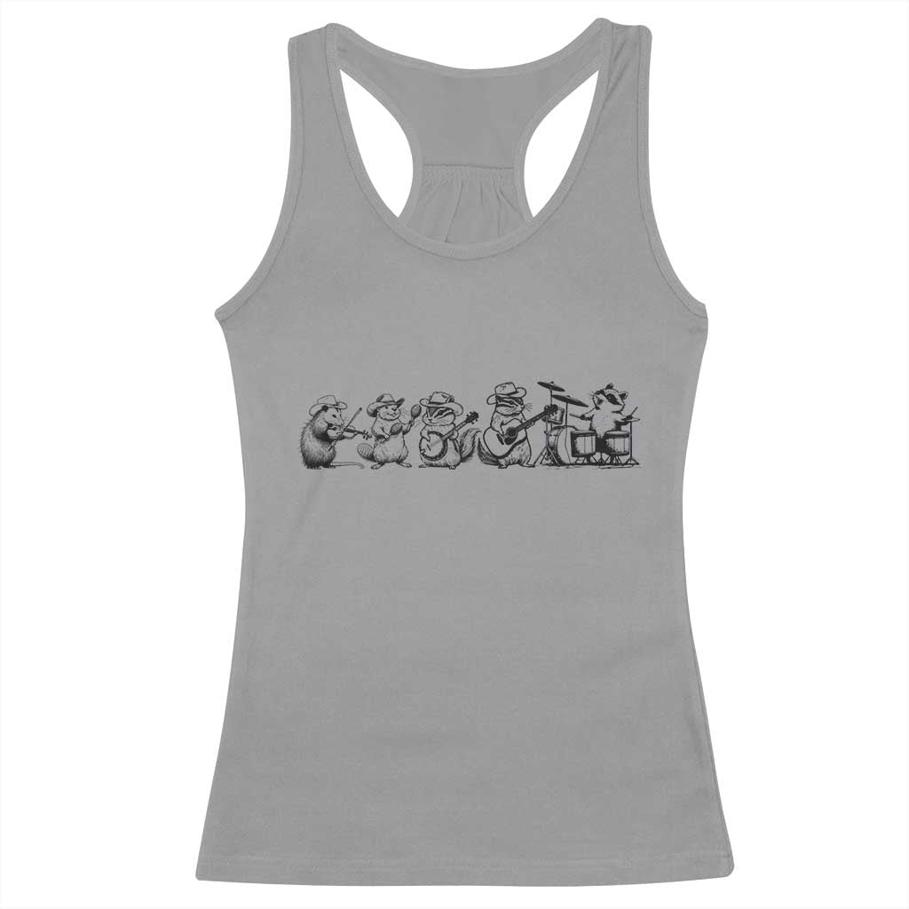 Animal Band Racerback Tank Top Funny Forest Animals Playing Instruments Vintage Music Lovers TS10 Sport Gray Print Your Wear