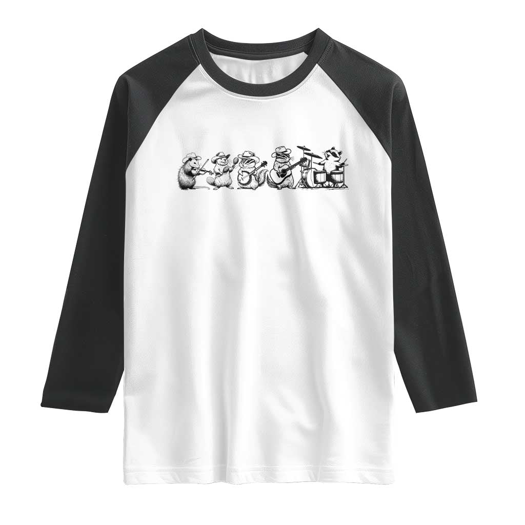 Animal Band Raglan Shirt Funny Forest Animals Playing Instruments Vintage Music Lovers TS10 White Black Print Your Wear