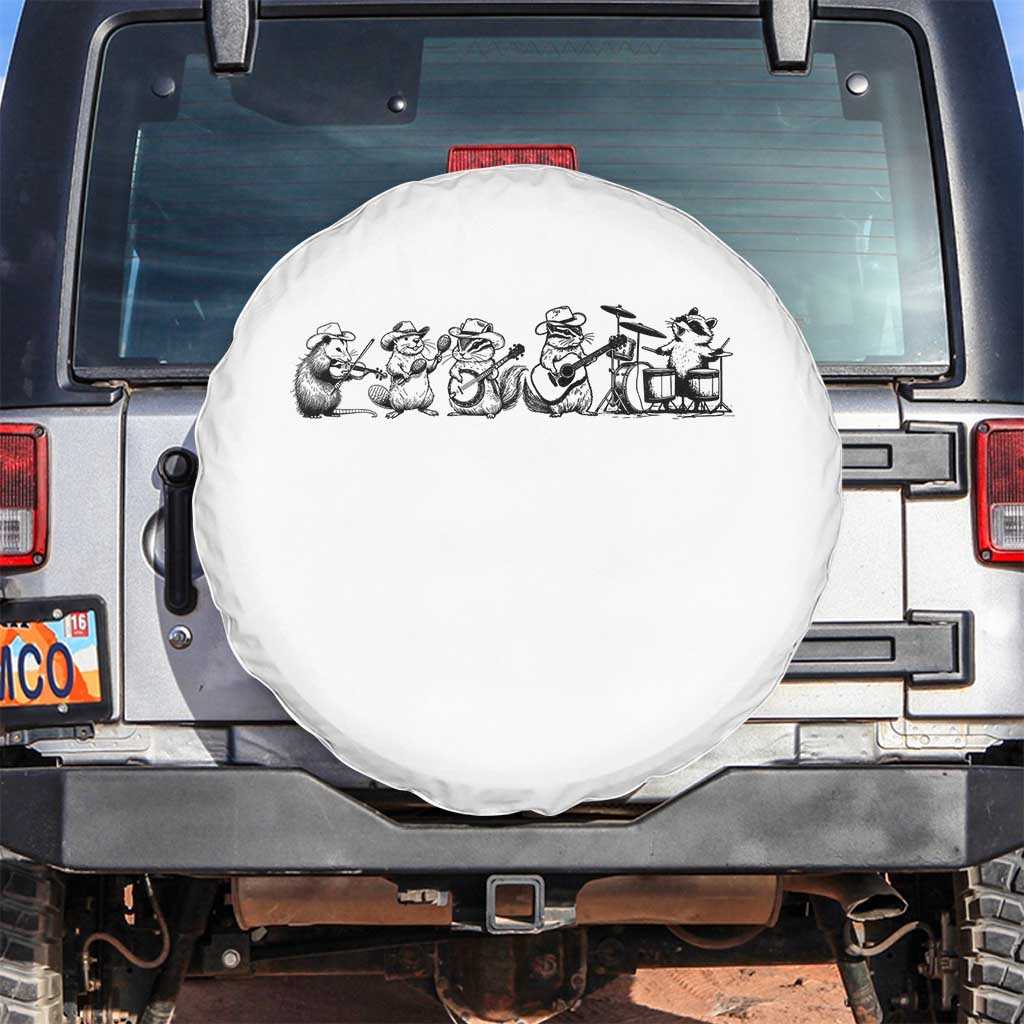 Animal Band Spare Tire Cover Funny Forest Animals Playing Instruments Vintage Music Lovers TS10 No hole White Print Your Wear