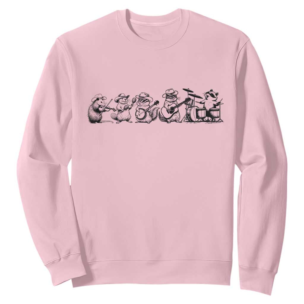 Animal Band Sweatshirt Funny Forest Animals Playing Instruments Vintage Music Lovers TS10 Light Pink Print Your Wear