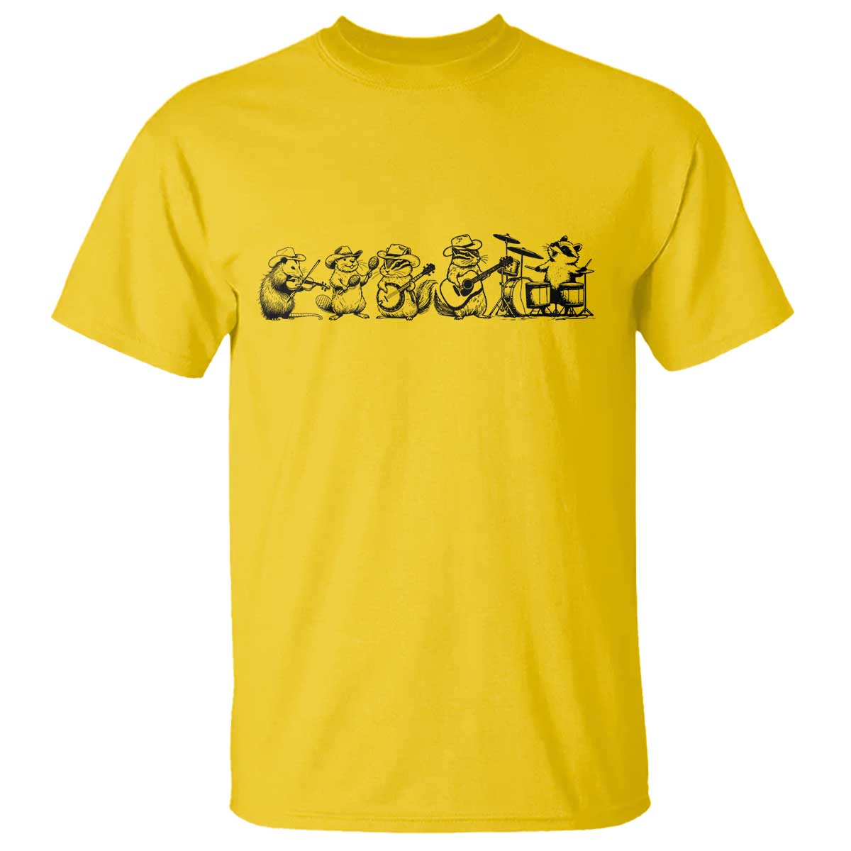 Animal Band T Shirt Funny Forest Animals Playing Instruments Vintage Music Lovers TS10 Daisy Print Your Wear