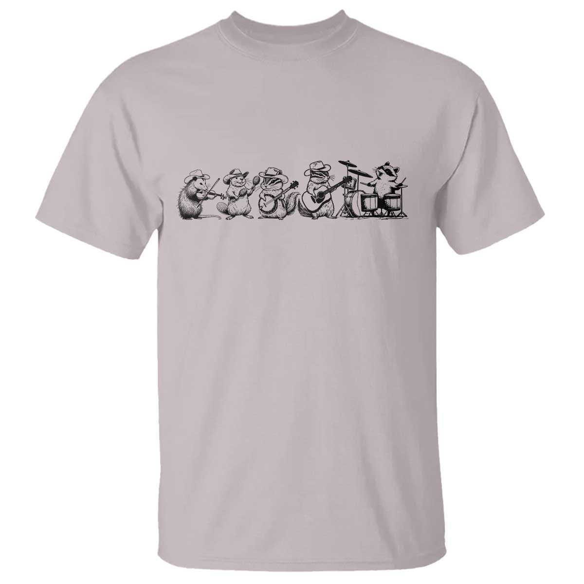 Animal Band T Shirt Funny Forest Animals Playing Instruments Vintage Music Lovers TS10 Ice Gray Print Your Wear