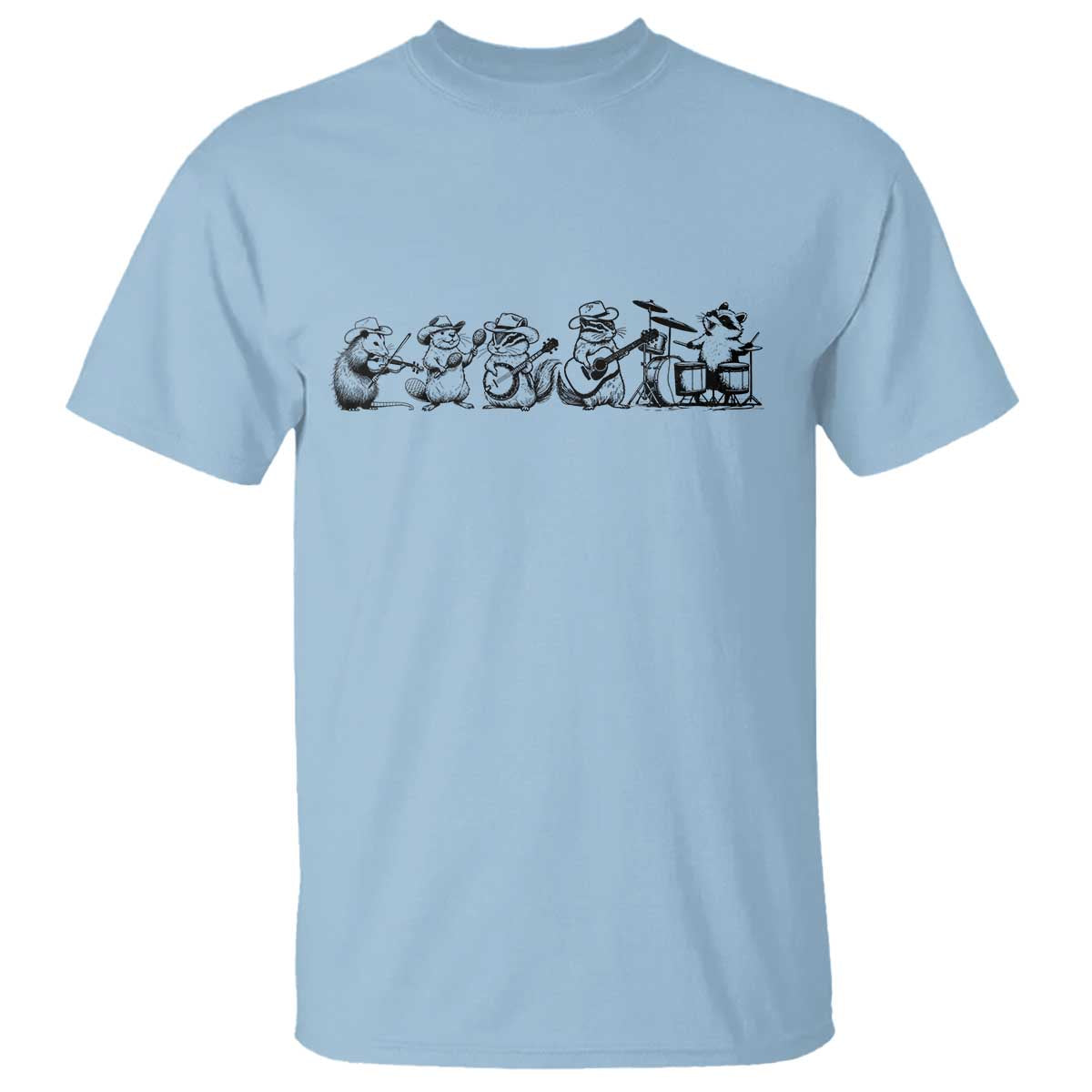 Animal Band T Shirt Funny Forest Animals Playing Instruments Vintage Music Lovers TS10 Light Blue Print Your Wear