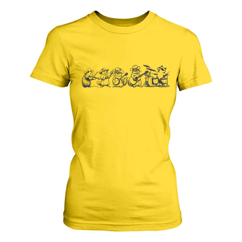 Animal Band T Shirt For Women Funny Forest Animals Playing Instruments Vintage Music Lovers TS10 Daisy Print Your Wear